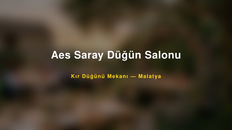 Aes Saray Düğün Salonu Malatya Kır Düğünü Mekanı