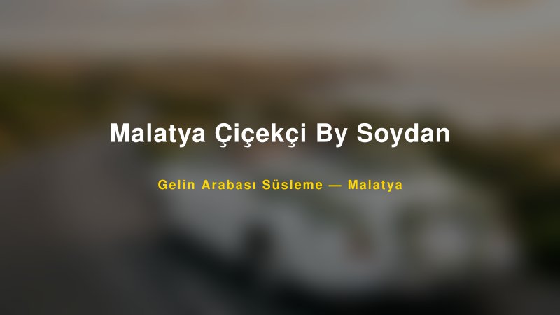 Malatya Çiçekçi By Soydan ile Trend Gelin Arabası Yazıları ve Konseptleri